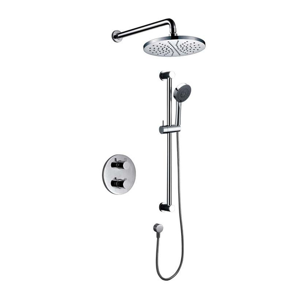 Royal Panama Thermostatic Twin Shower System: Chrome, Dual Heads, Brass Construction