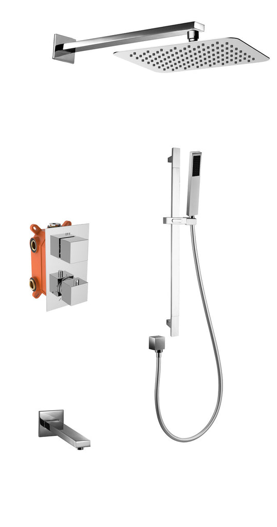 Luxury Royal Aurora 3-Way Thermostatic Shower System: Chrome, Rain Head, Handheld