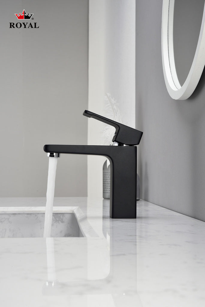 Sleek Matte Black Royal Sedona Single Handle Bathroom Faucet - Modern Design