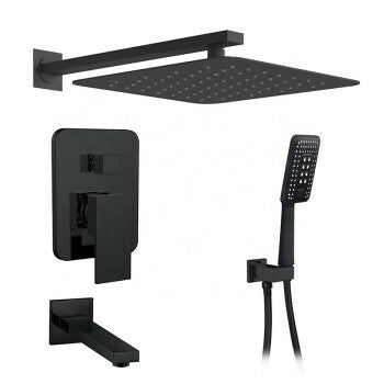 Royal Midnight 3-Way Shower System: Matte Black, Single Lever, Durable, Corrosion-Resistant