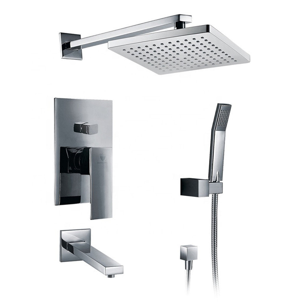 Royal Sedona 3-Way Square Chrome Shower System with Integrated Handheld