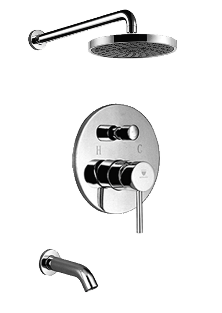 Royal Dana Premium Chrome Tub Shower Faucet, Solid Brass, Lead-Free, 7-inch Head