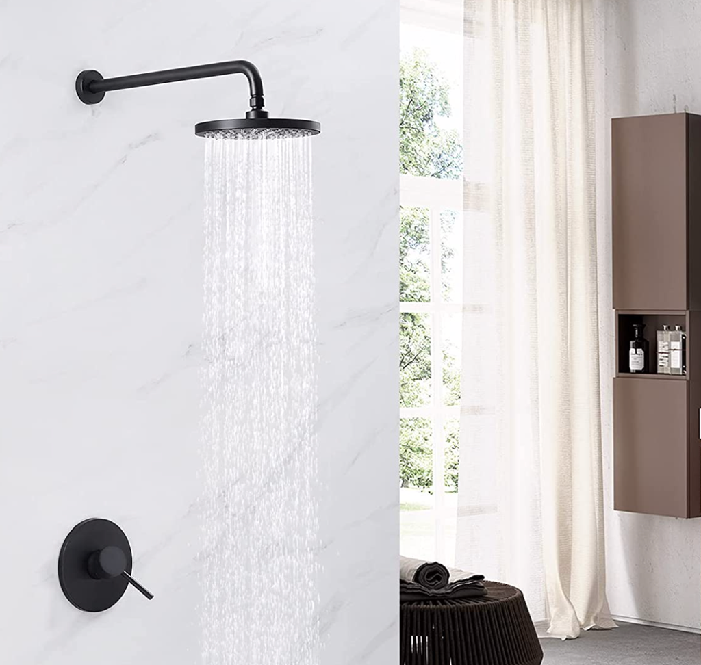 Luxurious Royal Midnight Skye 8-Inch Rain Head Shower System with Valve Included