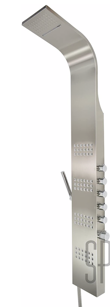 Loxx Stainless Steel Thermostatic Shower Panel with Rainfall Waterfall Handheld Heads