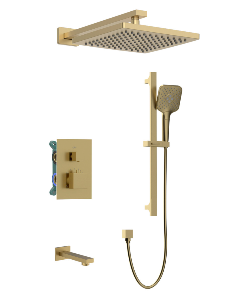 Royal Aurora Luxury Brushed Gold 3-Function Thermostatic Shower System