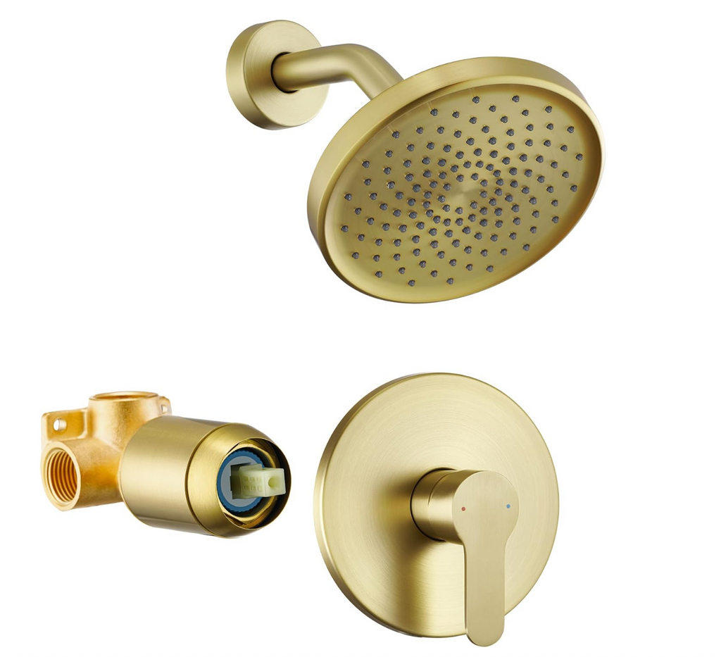 Royal Marisa Brushed Gold One-Way Shower System: Eco-Friendly, ADA, Balanced Temperature