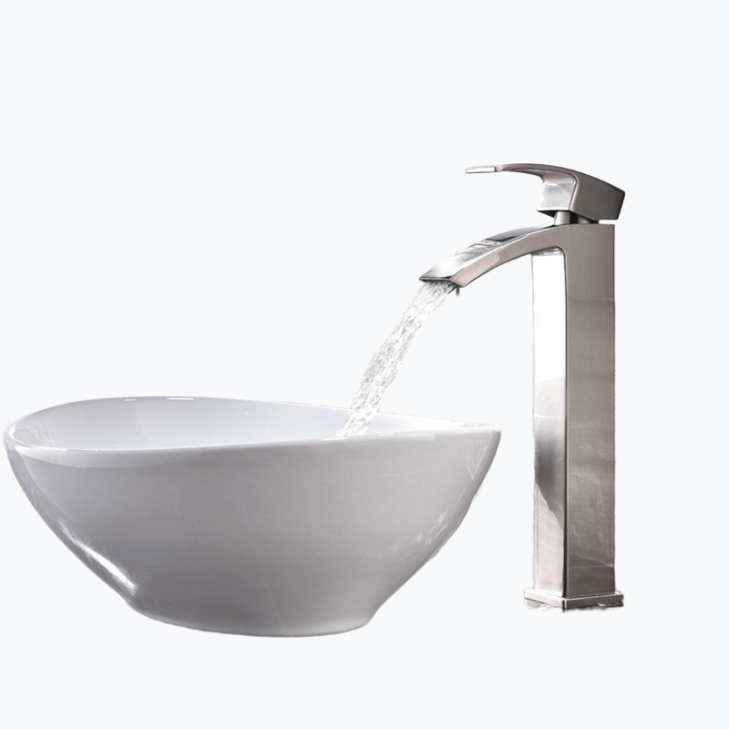 Elegant Royal Fall Tall Single Handle Bathroom Faucet, Brushed Nickel Finish, Solid Brass