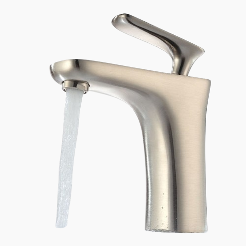 Royal Elegance Brushed Nickel & Polished Chrome Bathroom Faucet, Single-Hole, Ceramic Disc Valve